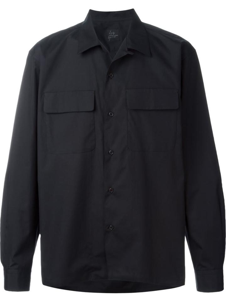 Yohji Yamamoto Chest Pocket Oversized Shirt, Men's, Size: 3, Black, Cotton