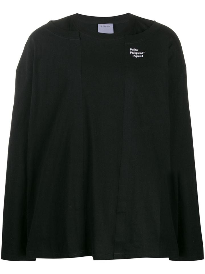 Poliquant Slogan Print Sweatshirt - Black