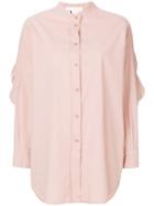 8pm Frill Trim Cut Out Elbows Shirt - Neutrals