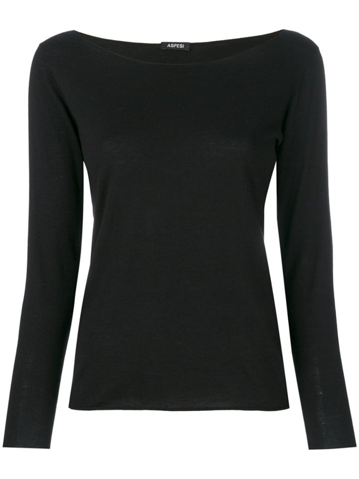 Aspesi Boat Neck Jumper - Black