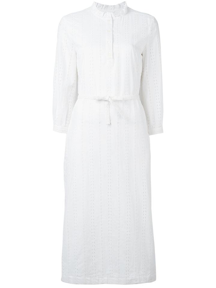 A.p.c. Perforated Shirt Dress, Women's, Size: 40, White, Cotton/viscose