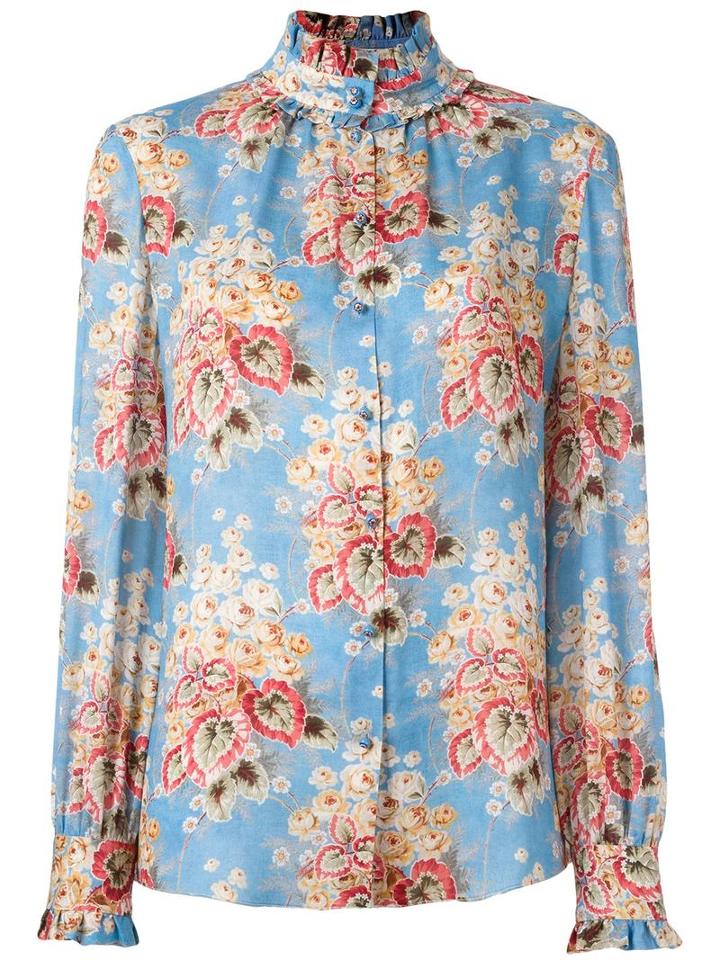 Vilshenko Floral Print Shirt, Women's, Size: 10, Blue, Silk