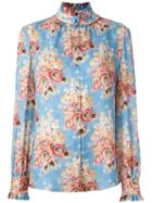Vilshenko Floral Print Shirt, Women's, Size: 10, Blue, Silk