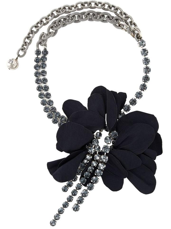 Lanvin Flower Pendant Necklace, Women's, Blue, Brass/glass/polyester/pewter