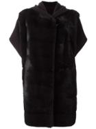 Liska Cropped Sleeves Coat, Women's, Size: Small, Brown, Mink Fur/wool