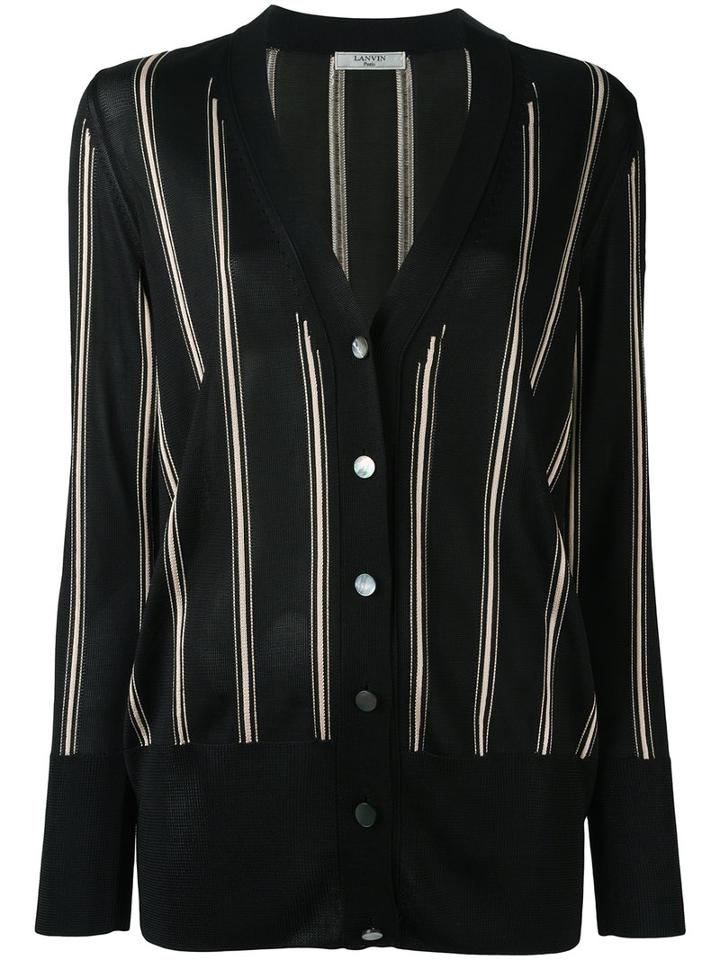 Lanvin Striped Knitted Cardigan, Women's, Size: Small, Black, Viscose