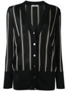 Lanvin Striped Knitted Cardigan, Women's, Size: Small, Black, Viscose