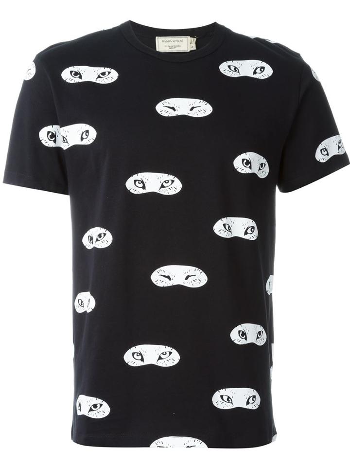 Maison Kitsuné Fox Eye Print T-shirt, Men's, Size: Large, Black, Cotton