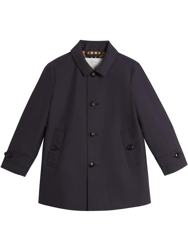 Burberry Kids Mercerised Cotton Car Coat - Blue