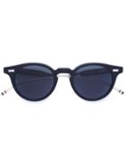 Thom Browne Eyewear Matte Black & Silver Sunglasses - Grey
