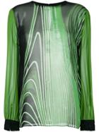 Roberto Cavalli Sheer Printed Blouse - Green