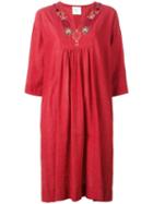 Forte Forte Embroidered Midi Dress, Women's, Size: Iii, Red, Virgin Wool/cotton/linen/flax/cupro