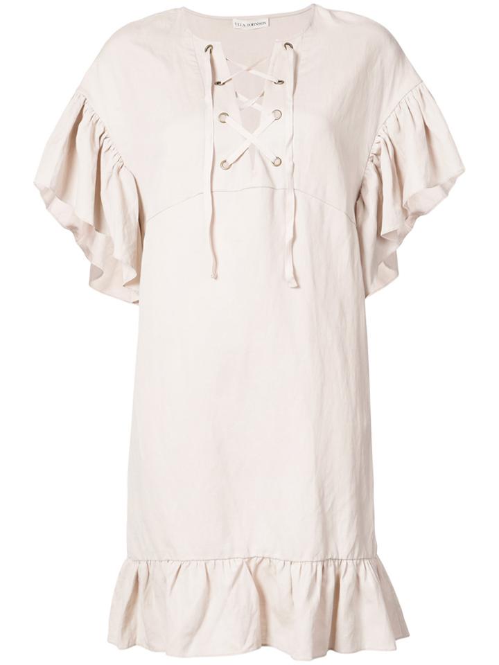 Ulla Johnson Lace-up Ruffle Dress - Nude & Neutrals