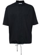 Revised - Drawstring Hem Short Sleeve Shirt - Men - Wool - L, Black, Wool