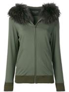 Mr & Mrs Italy Fur-trim Zipped Hoodie - Green