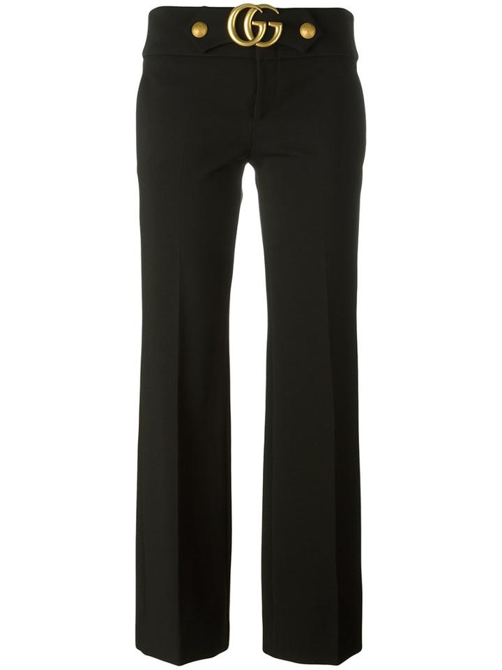 Gucci Gg Flared Cropped Trousers, Women's, Size: 40, Black, Viscose/polyamide/spandex/elastane
