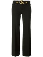 Gucci Gg Flared Cropped Trousers, Women's, Size: 40, Black, Viscose/polyamide/spandex/elastane