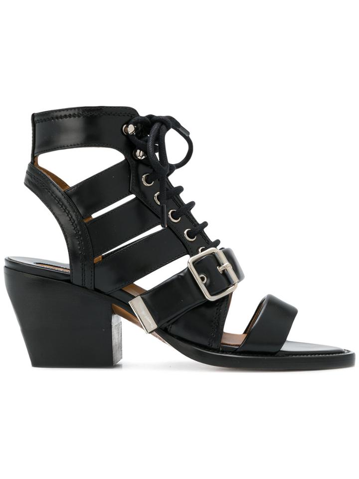 Chloé Lace-up Chunky Heel Sandal - Black