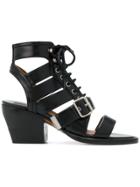 Chloé Lace-up Chunky Heel Sandal - Black