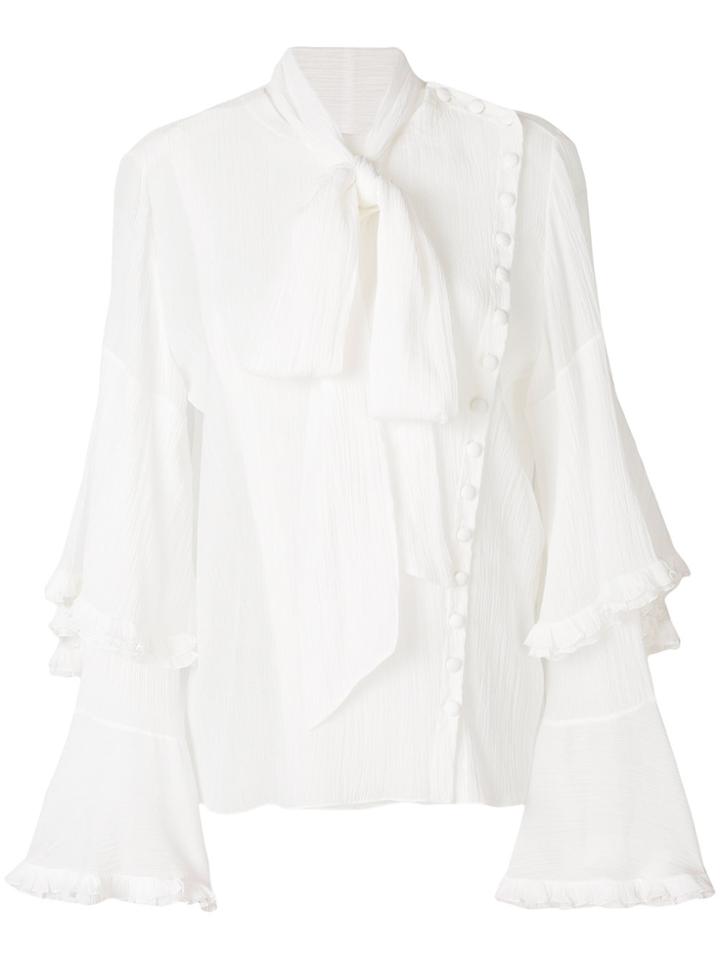 Chloé Asymmetric Pussy Bow Blouse - White