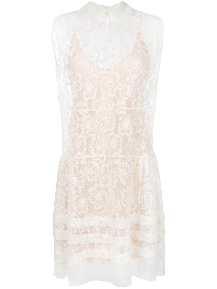 Miu Miu Voile Floral Dress - White