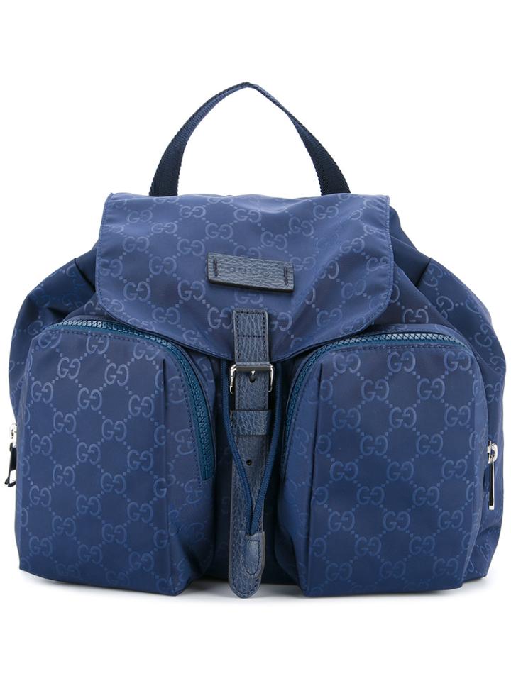 Gucci Vintage Gg Supreme Nylon Backpack - Blue