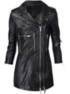 R13 Long Biker Jacket, Women's, Size: Medium, Black, Lamb Skin
