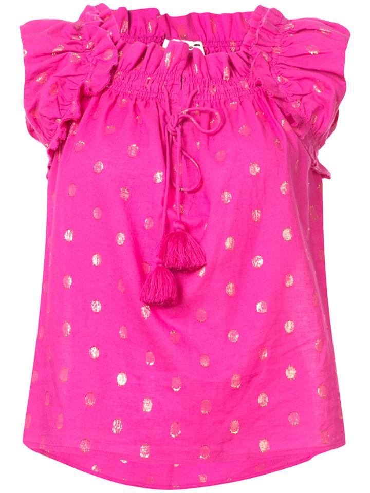 Figue Gianna Metallic Polka-dot Blouse - Pink & Purple