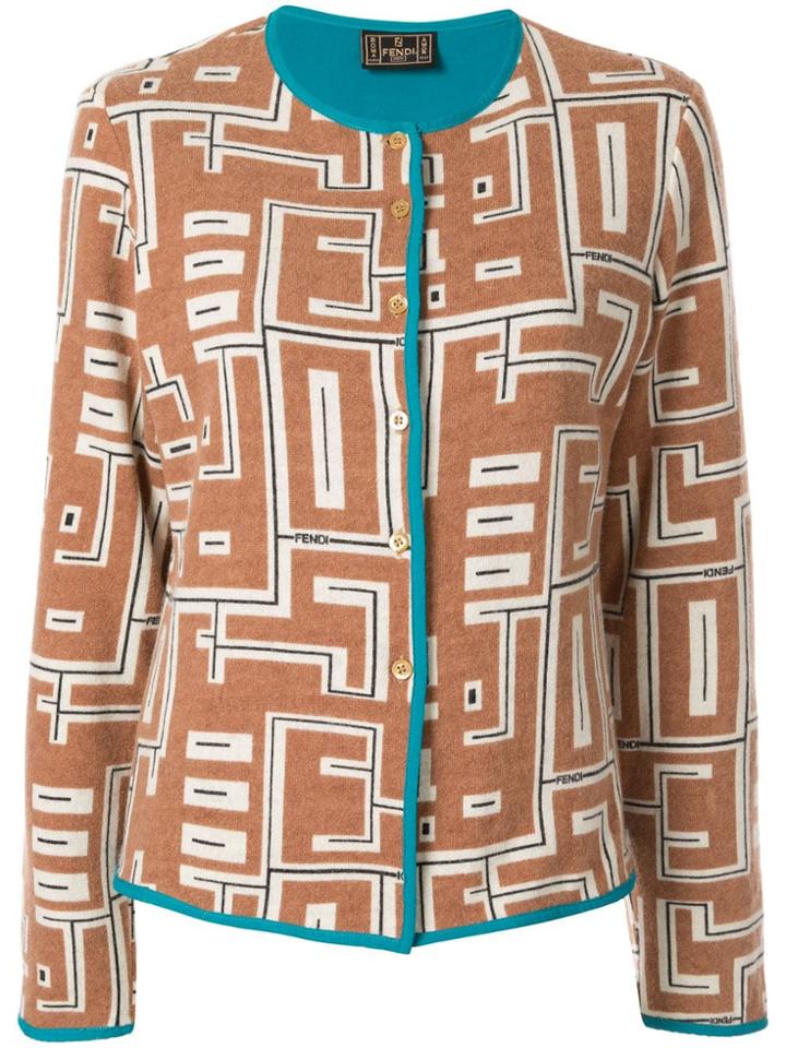 Fendi Pre-owned Graphic Print Cardigan - Brown