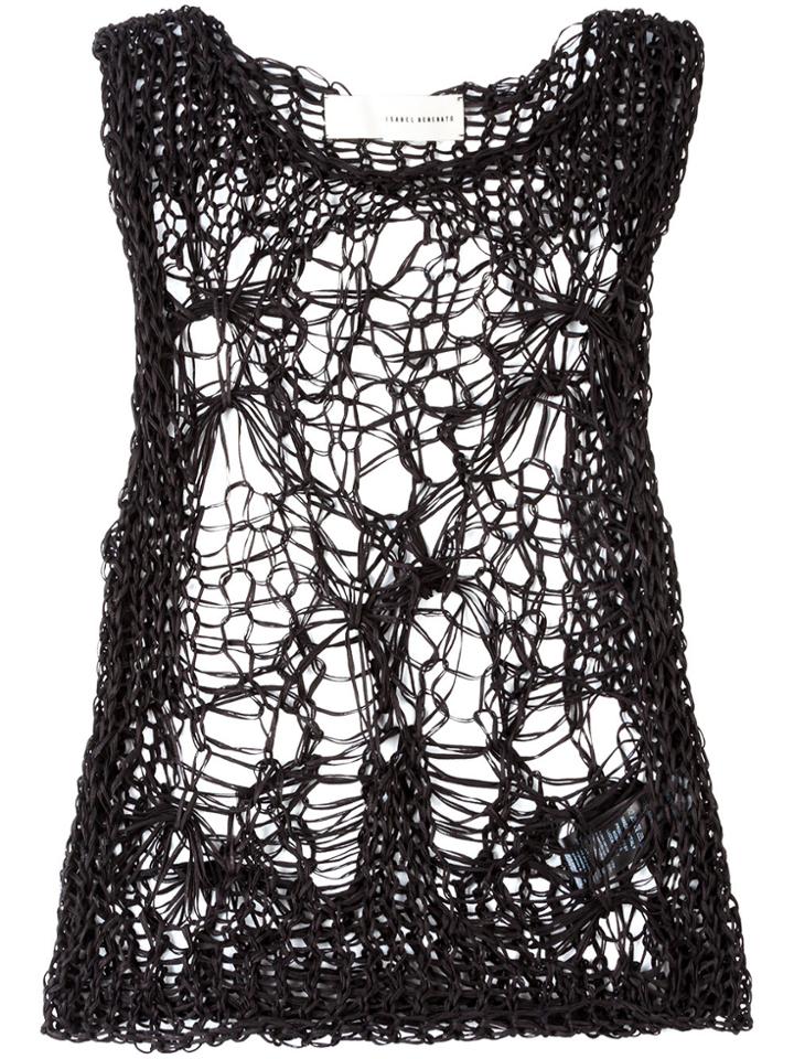 Isabel Benenato Spiderweb Top - Black