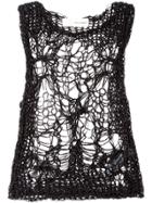 Isabel Benenato Spiderweb Top - Black