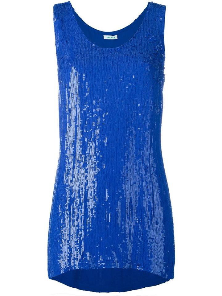 P.a.r.o.s.h. Sequin Embellished Tank Top, Women's, Size: Small, Blue, Viscose/pvc