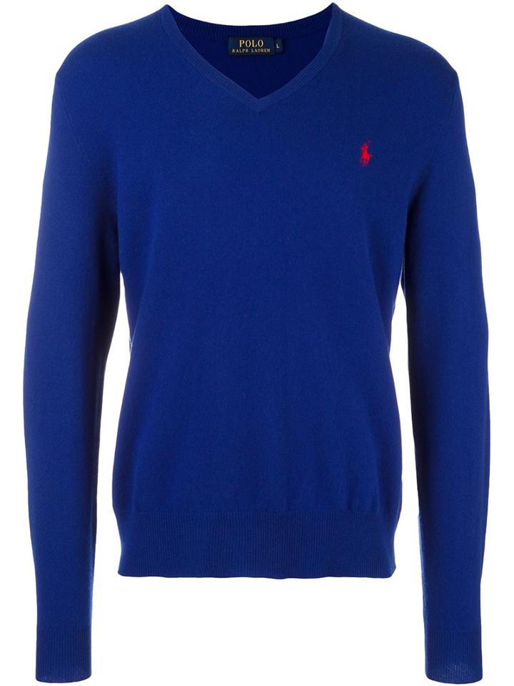 Polo Ralph Lauren Embroidered Logo Jumper, Men's, Size: Xl, Blue, Merino