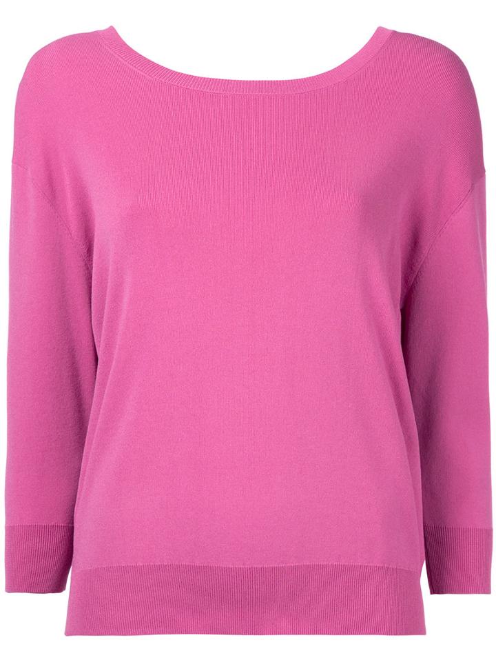 Le Ciel Bleu - Wide Neck Sweatshirt - Women - Polyester/rayon - 36, Pink/purple, Polyester/rayon