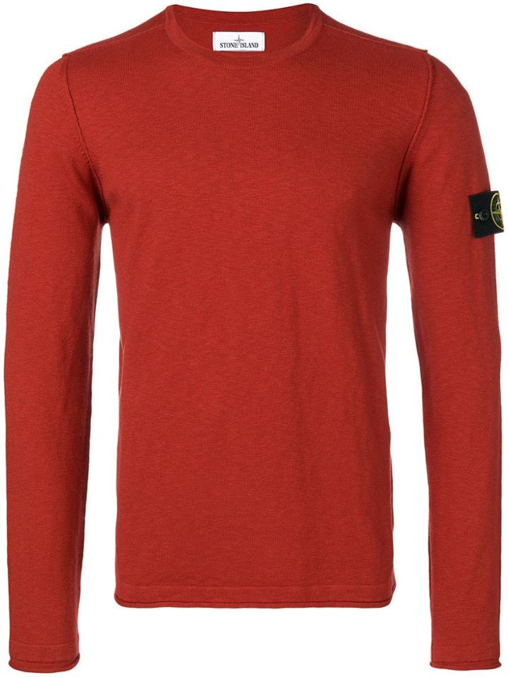 Stone Island Logo Patch Sweater - Red