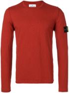 Stone Island Logo Patch Sweater - Red