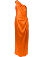 Moschino One-shoulder Draped Dress, Women's, Size: 44, Yellow/orange, Silk