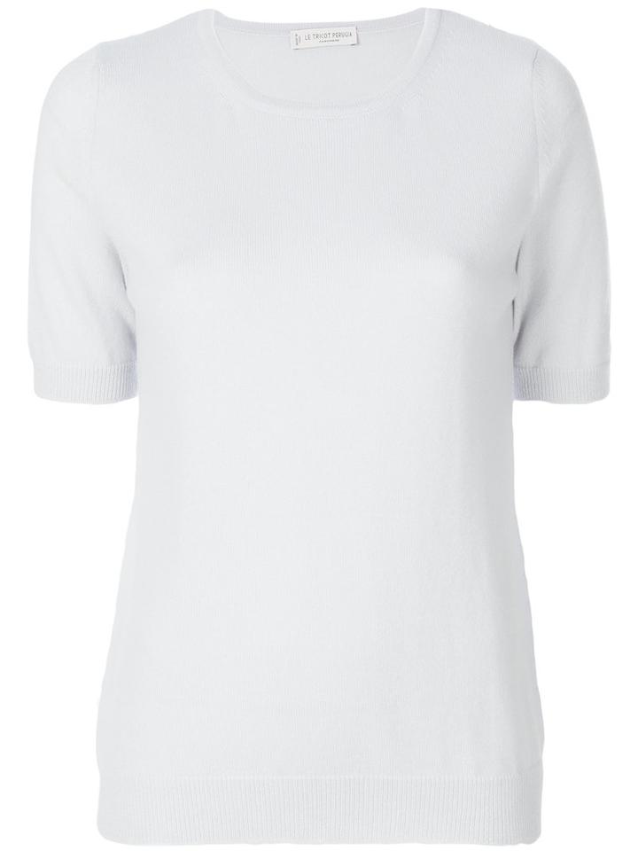 Le Tricot Perugia - Cashmere Ribbed Top - Women - Cashmere - M, Blue, Cashmere