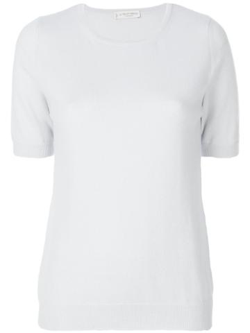 Le Tricot Perugia - Cashmere Ribbed Top - Women - Cashmere - M, Blue, Cashmere