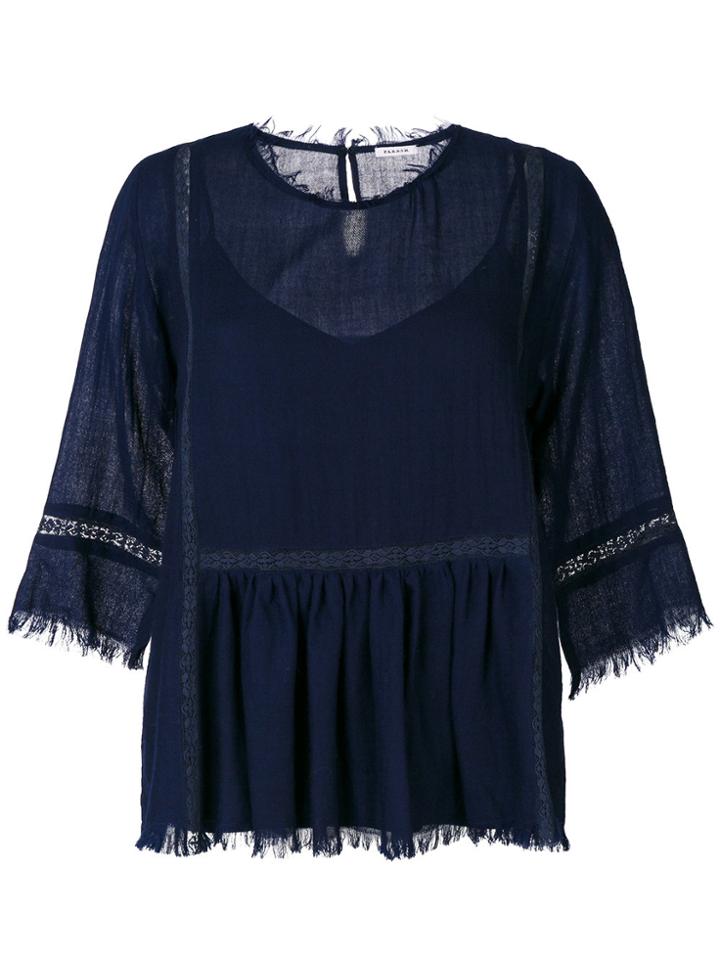 P.a.r.o.s.h. Fringed Lace Detail Top - Blue