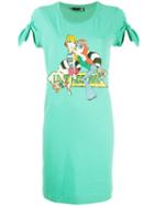 Love Moschino - Logo Jersey Dress - Women - Cotton/spandex/elastane - 38, Women's, Green, Cotton/spandex/elastane