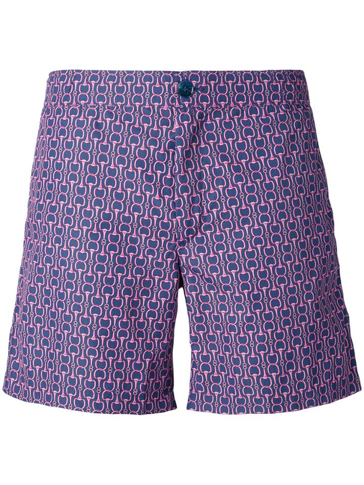 Capricode Geometric Leaf Print Swim Shorts - Red