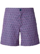 Capricode Geometric Leaf Print Swim Shorts - Red
