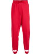 Off-white Stripe Print Sweat Pants, Men's, Size: Xl, Red, Cotton