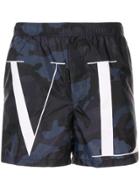 Valentino Camouflage Vltn Swim Shorts - Blue