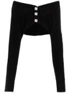 Alessandra Rich Crystal Button Mohair Blend Cardigan - Black