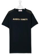 Alberta Ferretti Kids Logo Print T-shirt - Blue