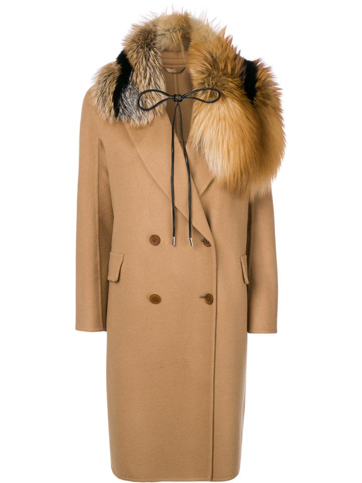 Ermanno Scervino Long Sleeved Tie Collar Coat - Brown