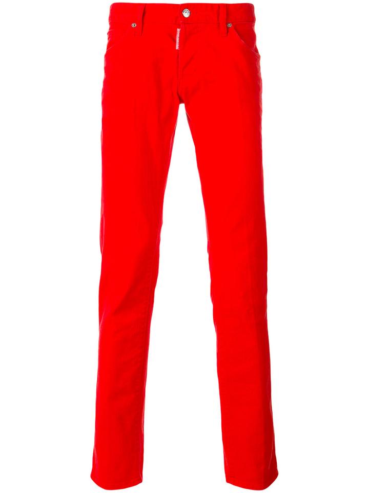 Dsquared2 - Straight Leg Jeans - Men - Cotton/spandex/elastane - 50, Red, Cotton/spandex/elastane