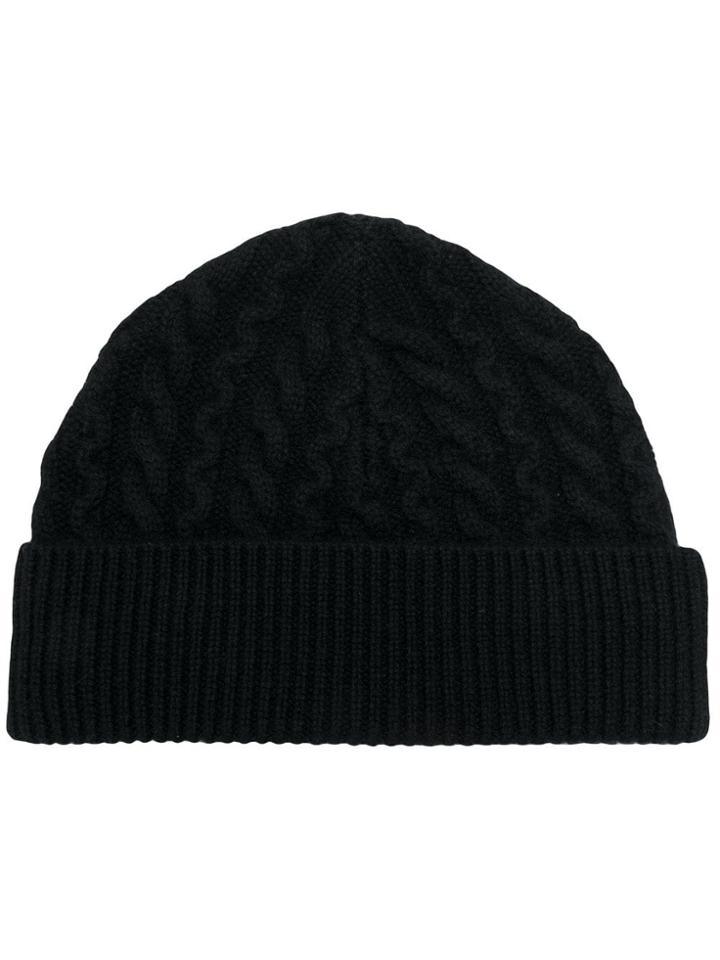 Aspesi Cable Knit Beanie - Black